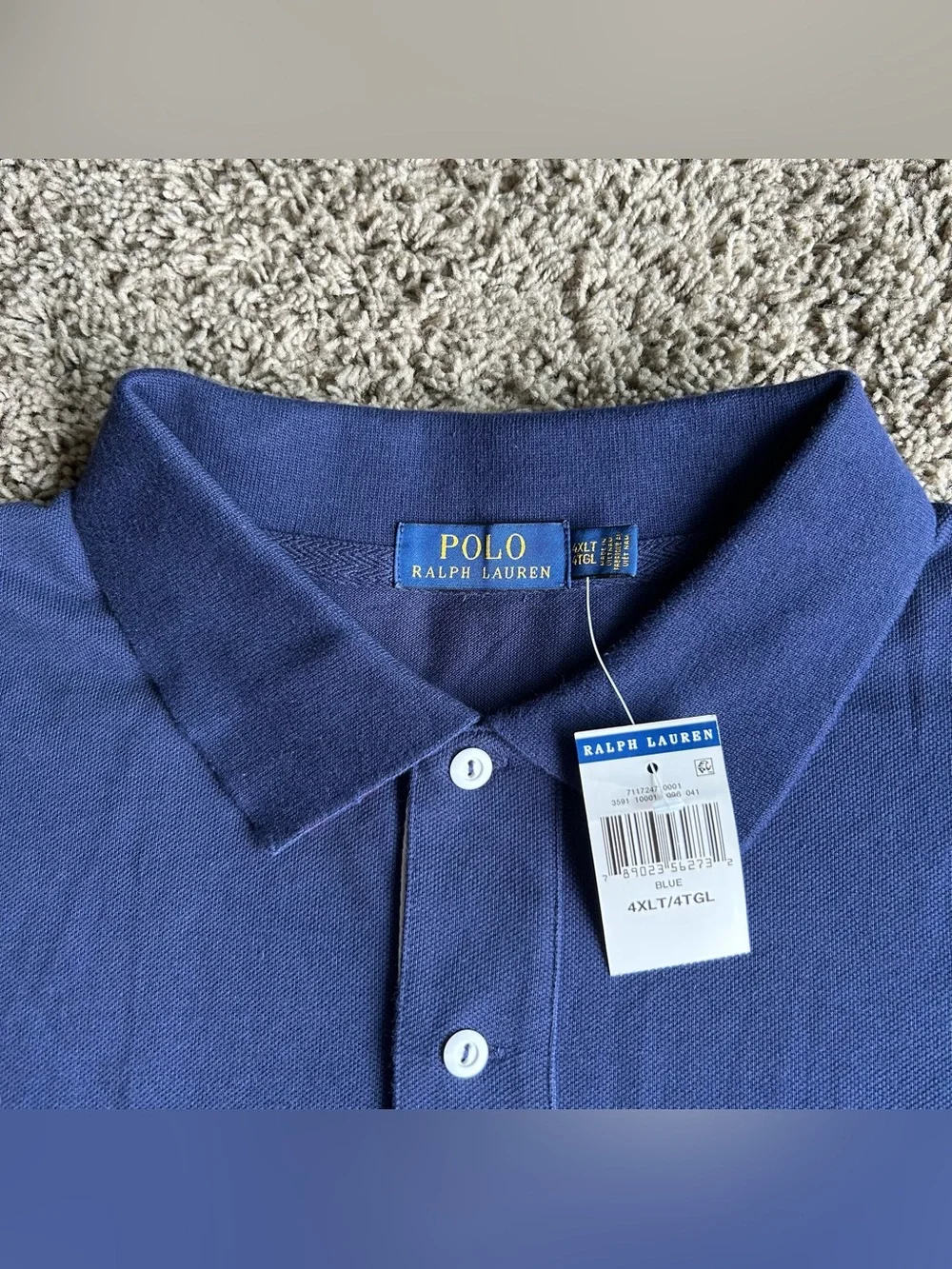 NWT Polo Ralph Lauren Shirt Mens 4XL TALL Blue Varsity Script Signature Big Pony